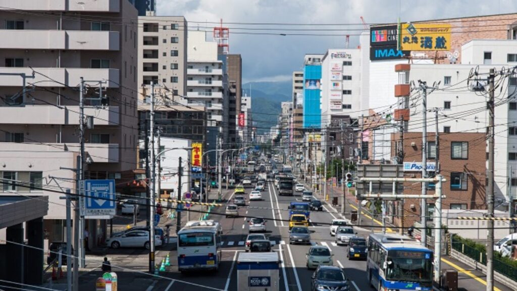 札幌市内、無電柱化工事前の画像